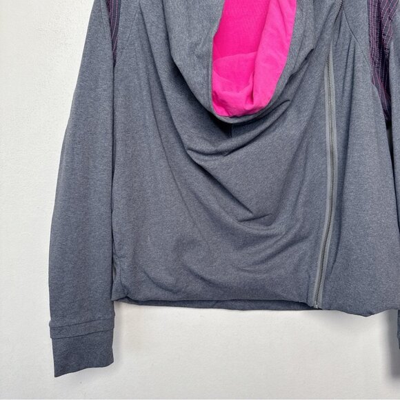 Lululemon Womens 10 Sway Jacket Gray Pink Asymmetric Zipper Cowl Neck - Picture 9 of 16